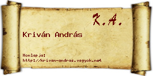 Kriván András névjegykártya